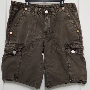 True Religion Dark Brown Cargo Shorts
